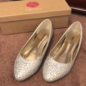 Bella Marie Silvery Sparkly Flats